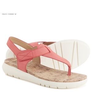 Naturalizer Lincoln Leather Sandal in Coral